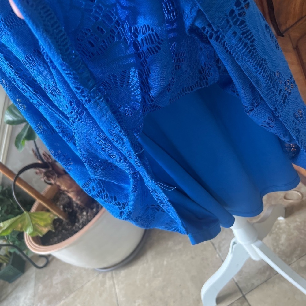 London Style collection, woman, 16 W ladies, royal blue crewneck, crochet dress - Picture 10 of 13